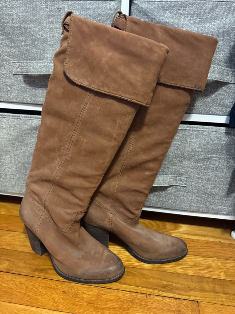 Vince Camuto Brown Knee-High Leather Boots